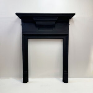 Antique Cast Iron Mantel with Georgian Style Influence on Frieze and Slender Jambs