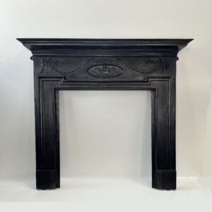 Late Victorian-Edwardian Cast Iron Mantel with Central Urn Motif