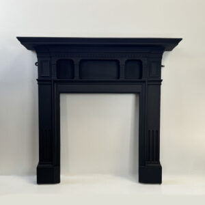 Antique Edwardian Cast Iron Mantel with Fluted Column Frieze