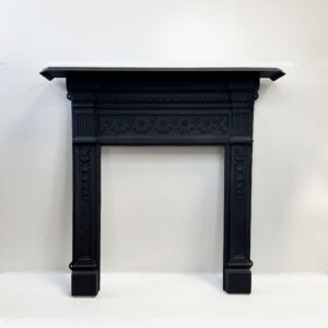 Late Victorian-Edwardian Cast Iron Mantel with Elaborate Floral Frieze Detail