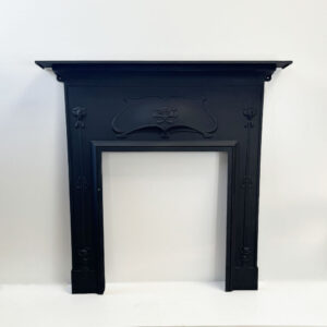 Antique Late Victorian/Edwardian Art Nouveau Cast Iron Mantel