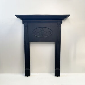 Antique Late Victorian-Edwardian Cast Iron Mantel in Matt Black