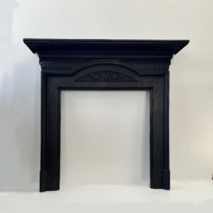 Original Art Nouveau Cast Iron Mantel - Black Finish