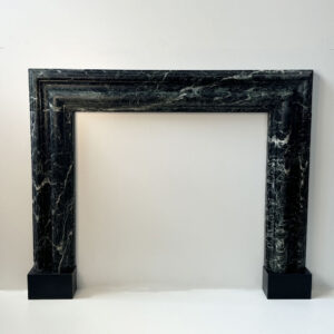 Antique Bolection Mantel in Verde Alpi Marble with Belgium Black Foot Blocks 