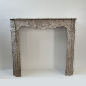 19th Century Louis XV Pompadour Mantel in Perlato Olympo Marble 