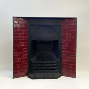 Large Edwardian Tiled Insert with Red Brick Wide Tiled Panels